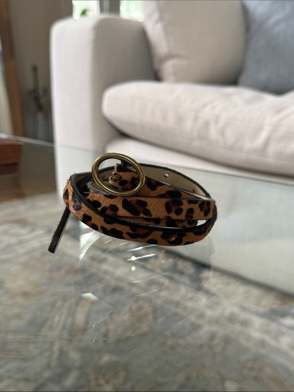 Leopard Print Skinny Belt